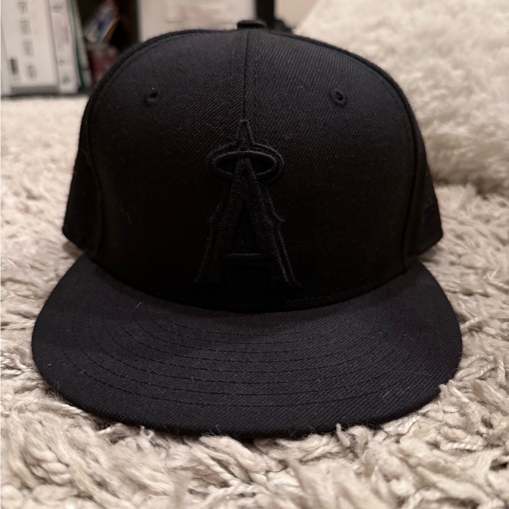 Men's Los Angeles Angels New Era Black Primary Logo Basic 59FIFTY Fitted Hat